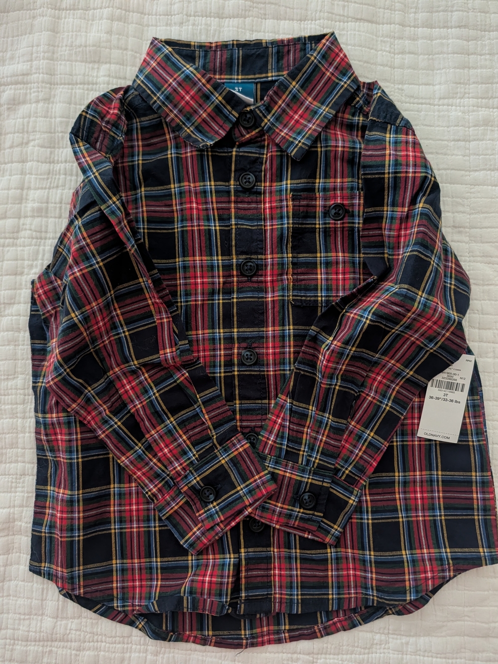 Old Navy Red & Navy Plaid Button-Down Shirt